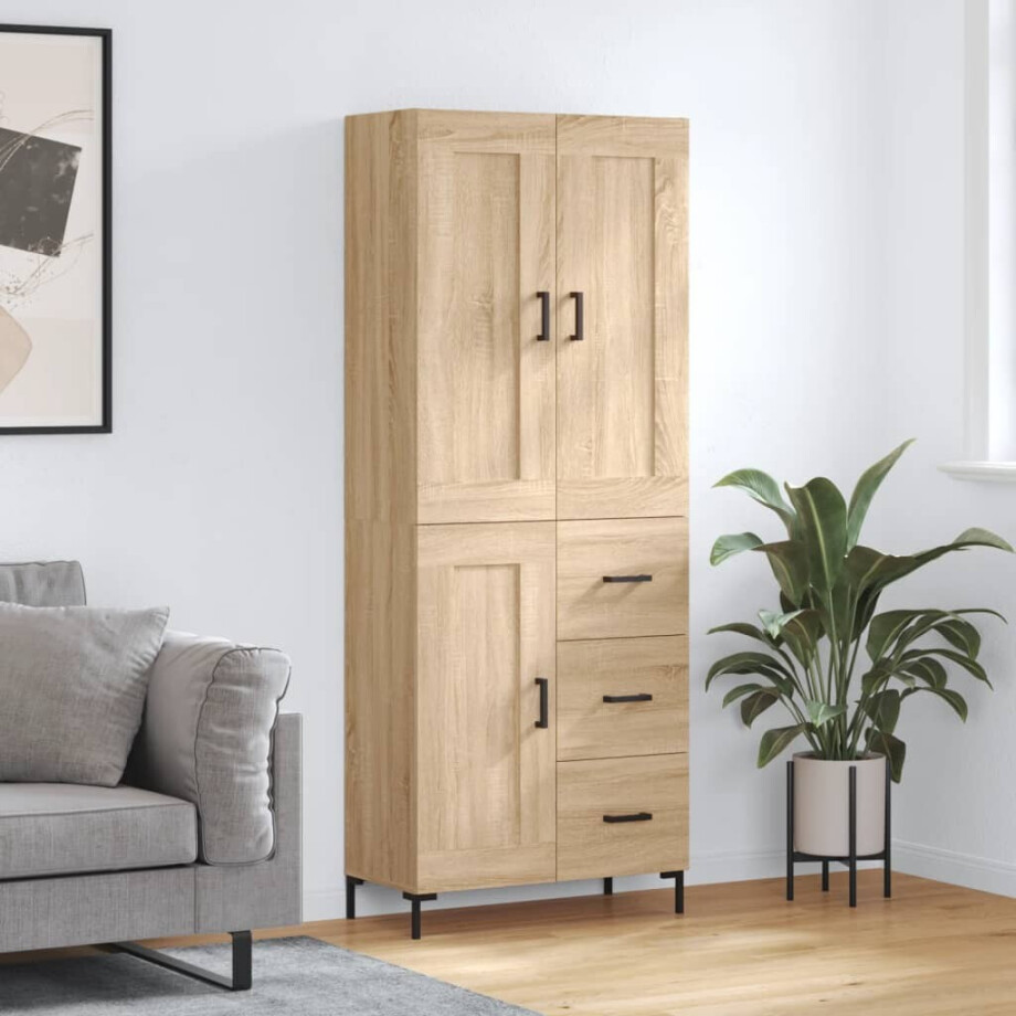 vidaXL Hoge kast 69,5x34x180 cm bewerkt hout sonoma eikenkleurig vidaXL Hoge kast 69,5x34x180 cm bewerkt hout sonoma eikenkleurig afbeelding 1