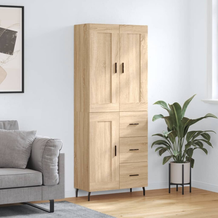 vidaXL Hoge kast 69,5x34x180 cm bewerkt hout sonoma eikenkleurig afbeelding 1
