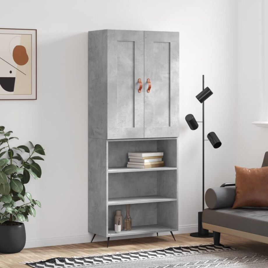 vidaXL Hoge kast 69,5x34x180 cm bewerkt hout betongrijs vidaXL Hoge kast 69,5x34x180 cm bewerkt hout betongrijs afbeelding 1