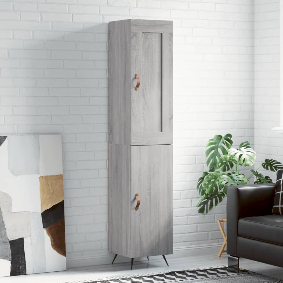 vidaXL Hoge kast 34,5x34x180 cm bewerkt hout grijs sonoma eikenkleurig afbeelding 1
