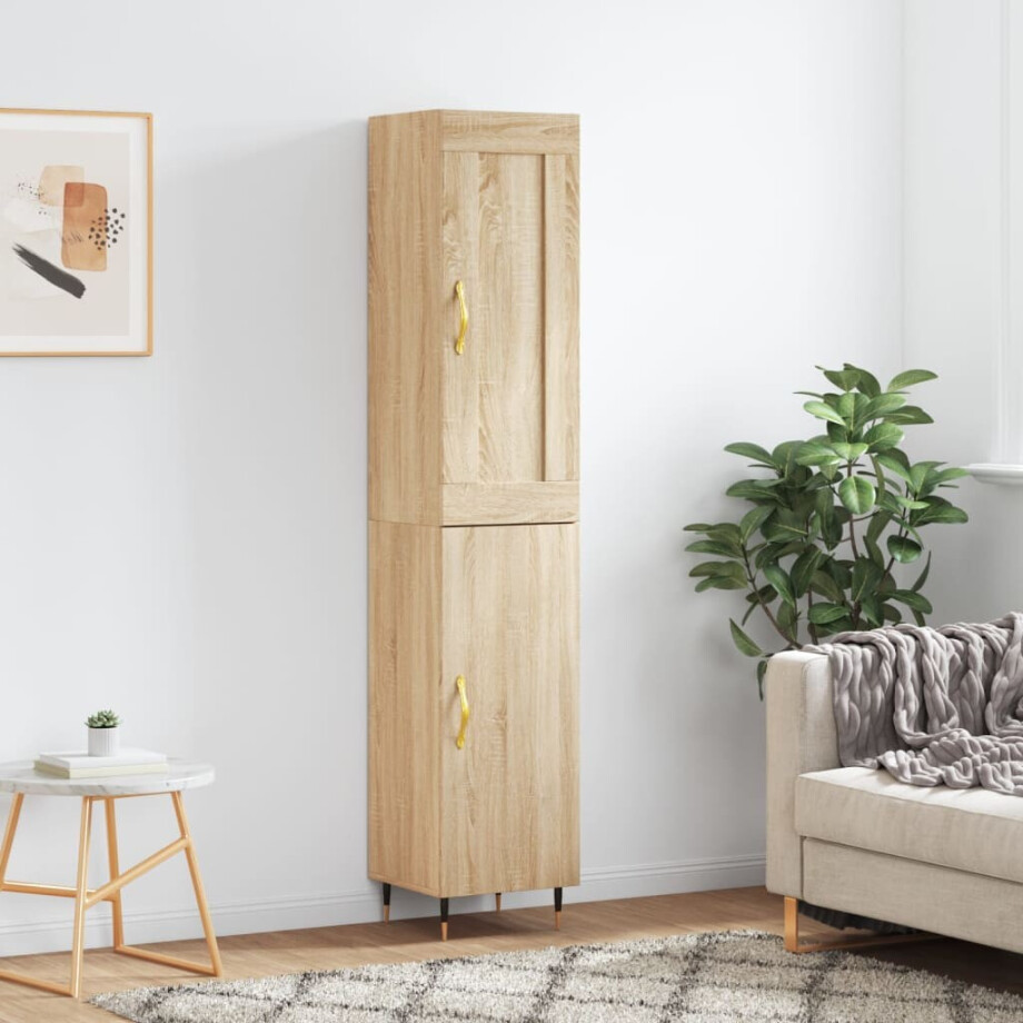 vidaXL Hoge kast 34,5x34x180 cm bewerkt hout sonoma eikenkleurig afbeelding 1