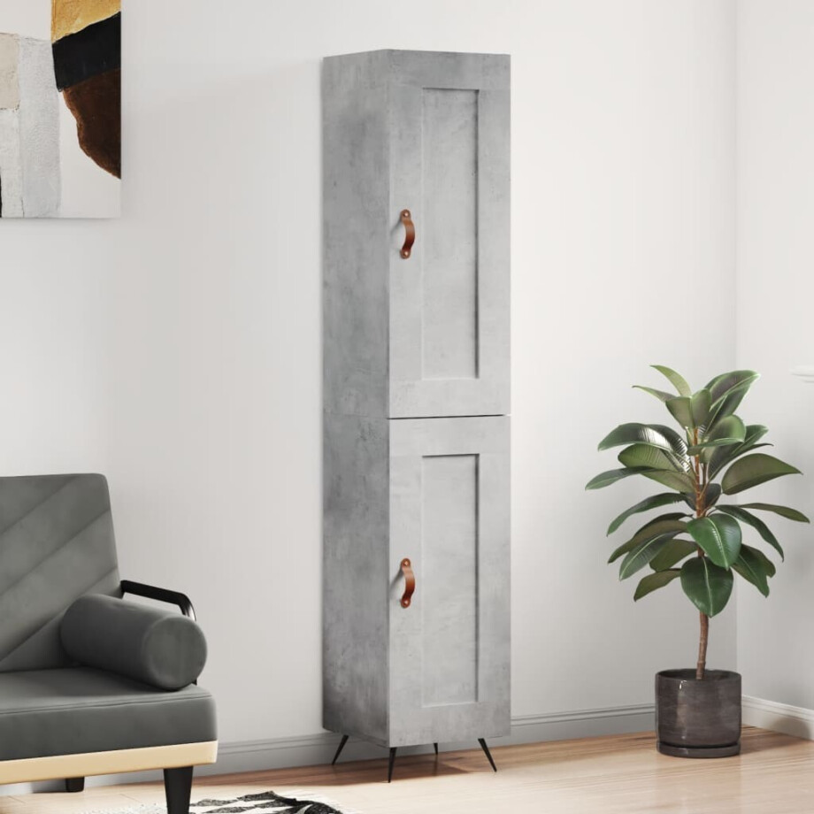 vidaXL Hoge kast 34,5x34x180 cm bewerkt hout betongrijs vidaXL Hoge kast 34,5x34x180 cm bewerkt hout betongrijs afbeelding 1
