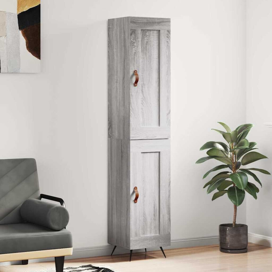 vidaXL Hoge kast 34,5x34x180 cm bewerkt hout grijs sonoma eikenkleurig afbeelding 1