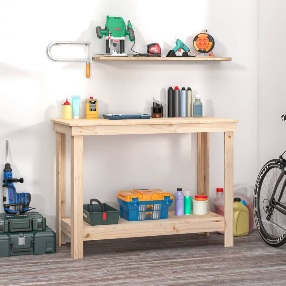 vidaXL Werkbank 110x50x80 cm massief grenenhout vidaXL Werkbank 110x50x80 cm massief grenenhout afbeelding 1