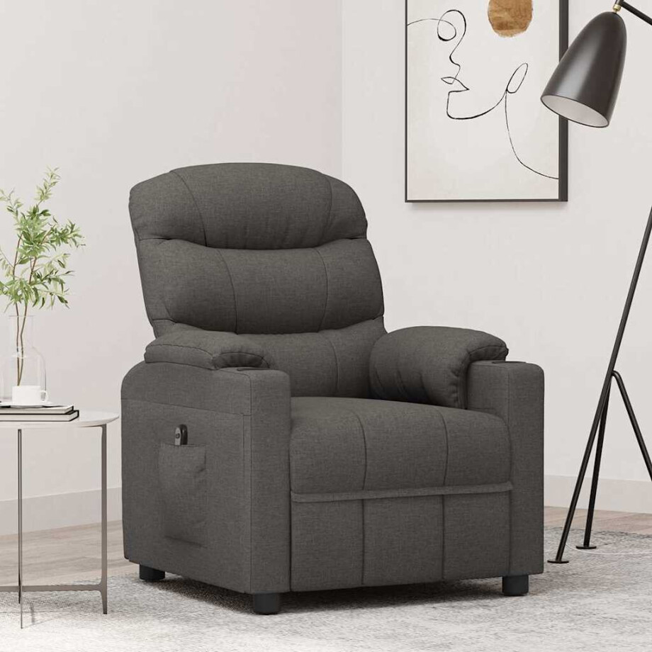 vidaXL Fauteuil elektrisch verstelbaar stof donkergrijs vidaXL Fauteuil elektrisch verstelbaar stof donkergrijs afbeelding 1
