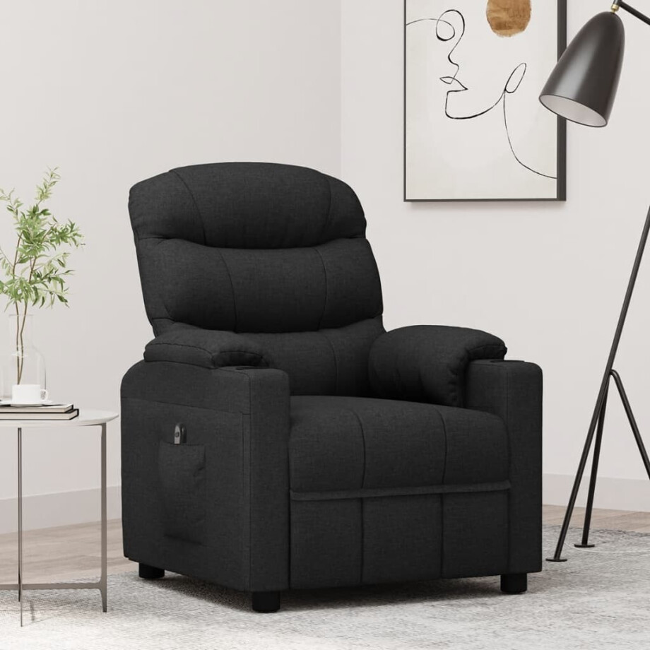 vidaXL Fauteuil verstelbaar elektrisch stof zwart vidaXL Fauteuil verstelbaar elektrisch stof zwart afbeelding 1