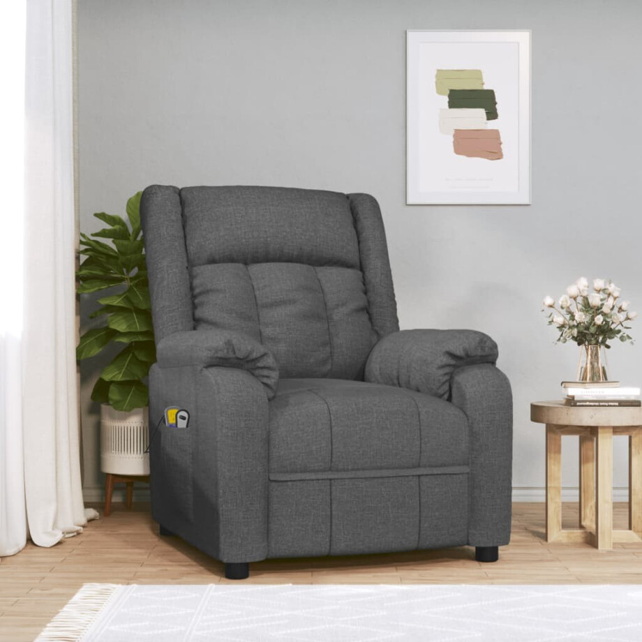 vidaXL Massagestoel elektrisch stof donkergrijs afbeelding 1