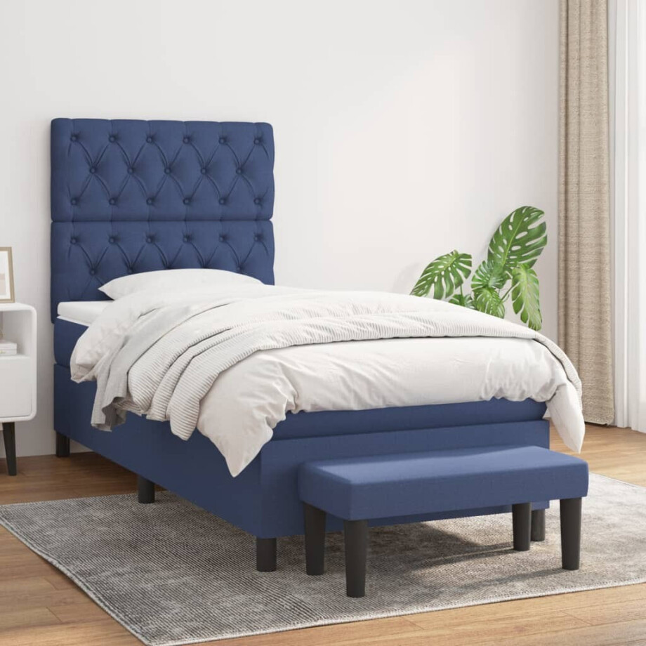 vidaXL Boxspring met matras stof blauw 80x200 cm vidaXL Boxspring met matras stof blauw 80x200 cm afbeelding 1