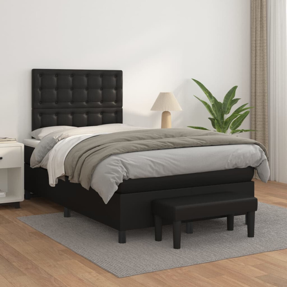 vidaXL Boxspring met matras kunstleer zwart 120x200 cm vidaXL Boxspring met matras kunstleer zwart 120x200 cm afbeelding 1