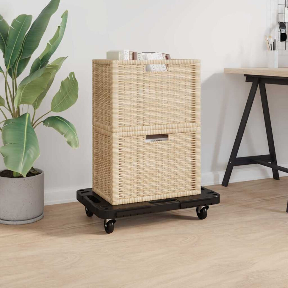 vidaXL Transporttrolleys 3 st 58x38x12 cm polypropeen zwart afbeelding 1