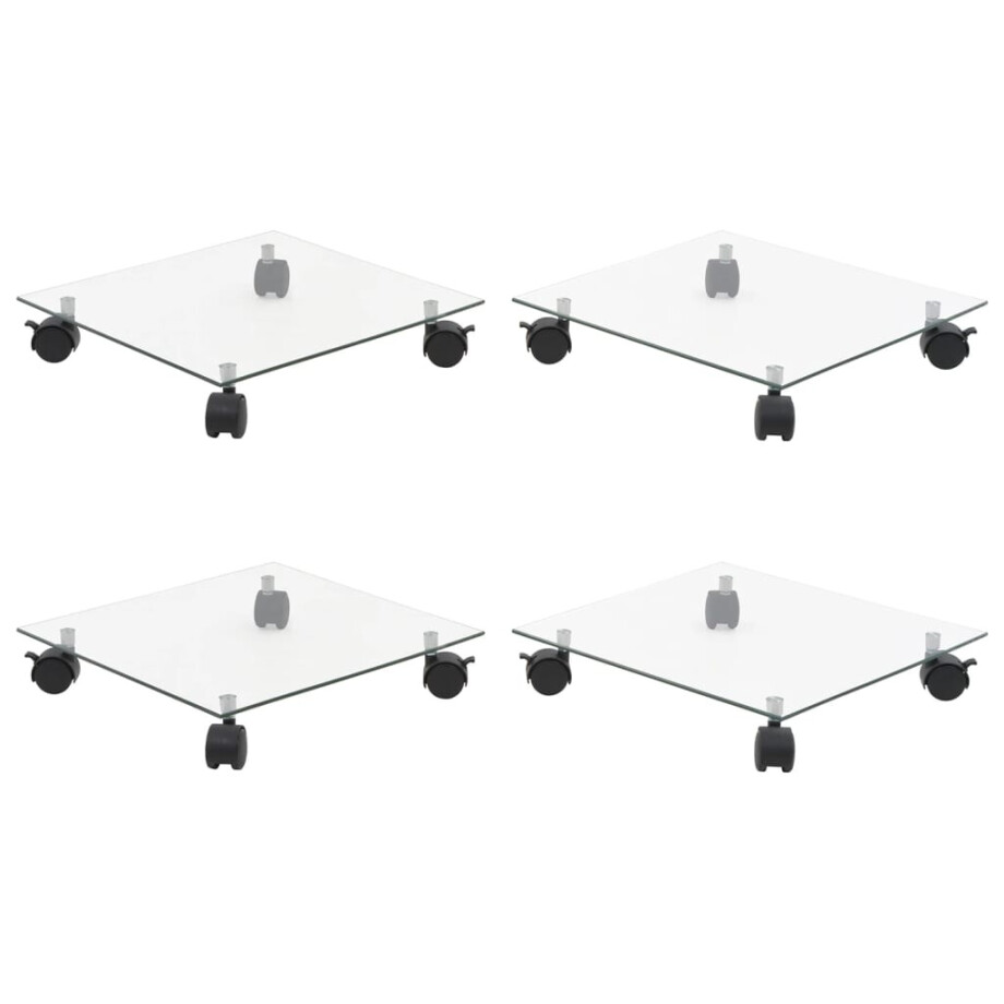 vidaXL Plantenrollers 4 st vierkant 35x35 cm gehard glas afbeelding 1