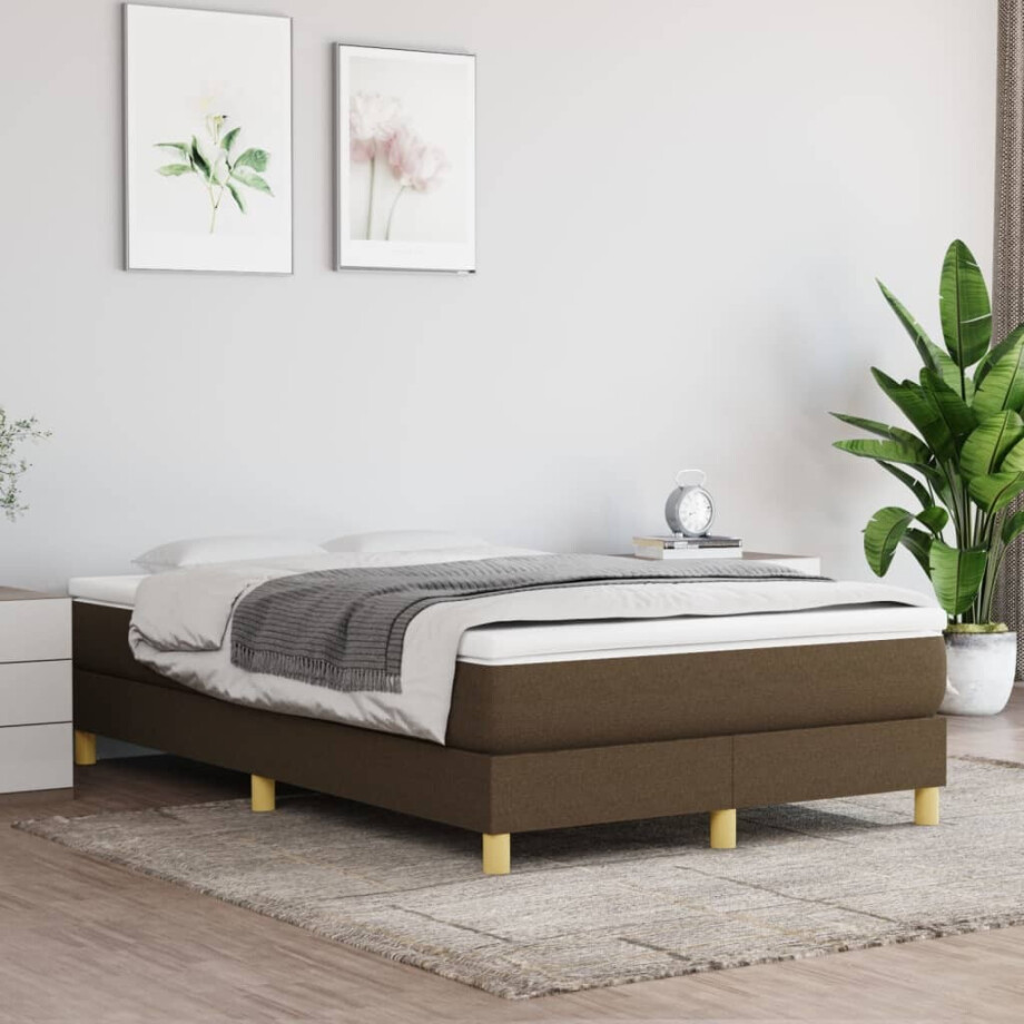 vidaXL Boxspring met matras stof donkerbruin 120x200 cm vidaXL Boxspring met matras stof donkerbruin 120x200 cm afbeelding 1