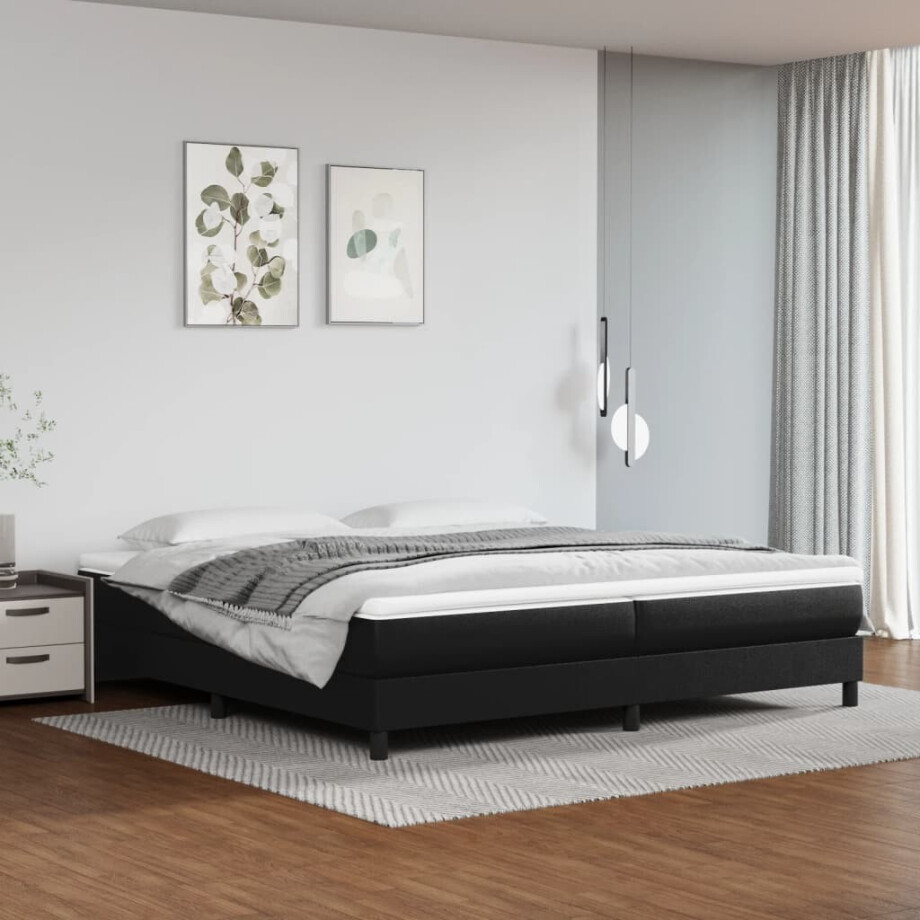 vidaXL Boxspring met matras kunstleer zwart 200x200 cm afbeelding 1