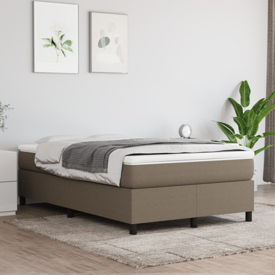 vidaXL Boxspring met matras stof taupe 120x200 cm vidaXL Boxspring met matras stof taupe 120x200 cm afbeelding 1