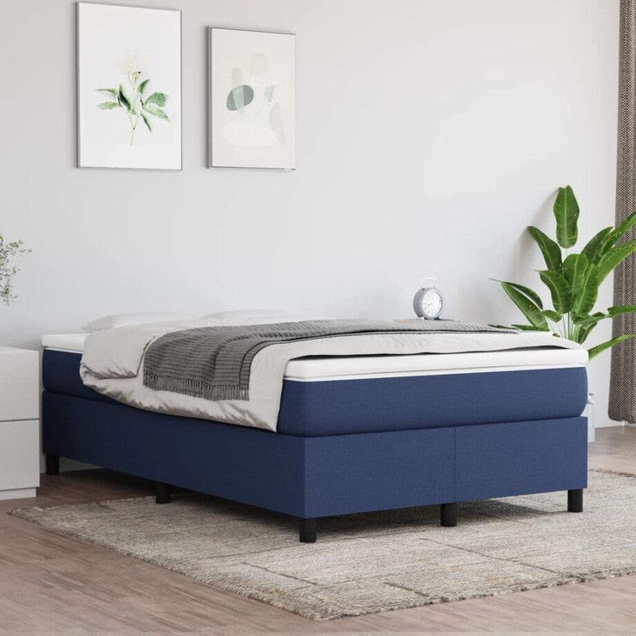 vidaXL Boxspring met matras stof blauw 120x200 cm vidaXL Boxspring met matras stof blauw 120x200 cm afbeelding 1