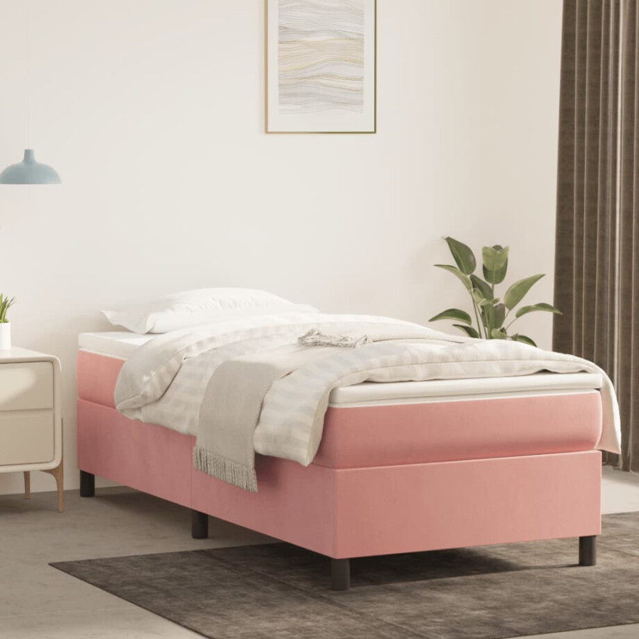 vidaXL Boxspring met matras fluweel roze 80x200 cm vidaXL Boxspring met matras fluweel roze 80x200 cm afbeelding 1