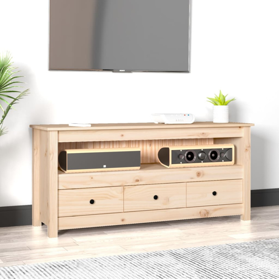vidaXL Tv-meubel 114x35x52 cm massief grenenhout vidaXL Tv-meubel 114x35x52 cm massief grenenhout afbeelding 1