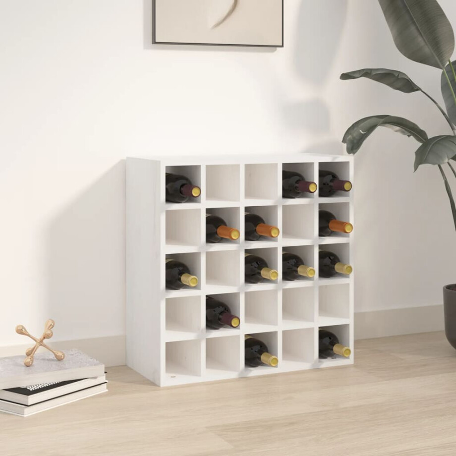 vidaXL Wijnkast Wit 56x25x56 cm Massief grenenhout afbeelding 1
