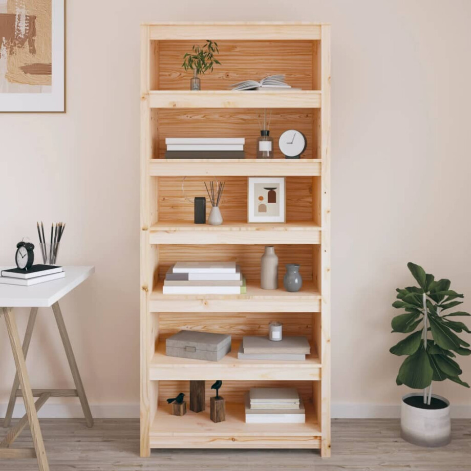 vidaXL Boekenkast 80x35x183 cm massief grenenhout vidaXL Boekenkast 80x35x183 cm massief grenenhout afbeelding 1