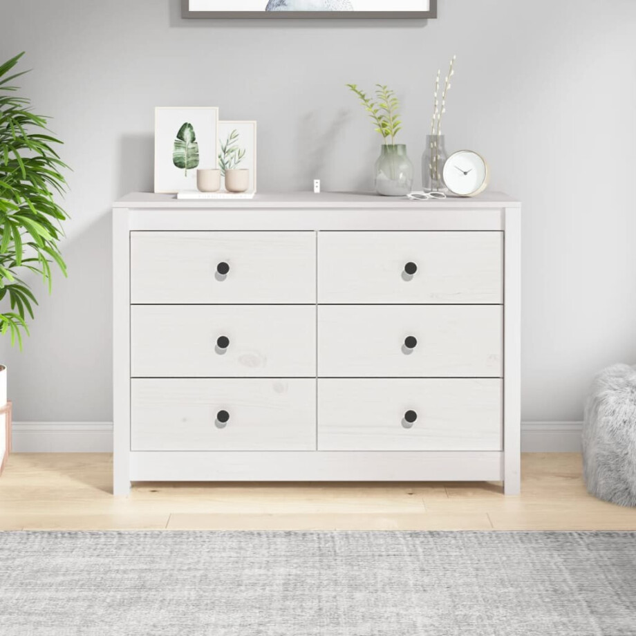 vidaXL Dressoir 100x40x72 cm massief grenenhout wit afbeelding 1