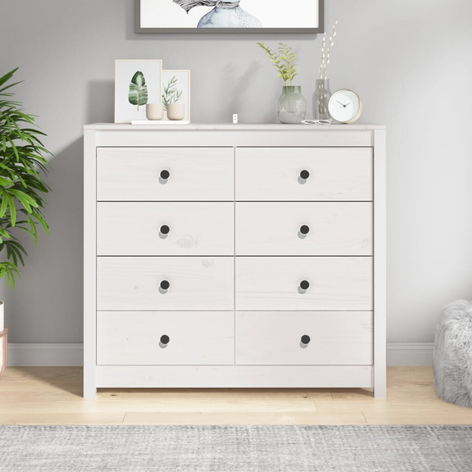 vidaXL Dressoir 100x40x90 cm massief grenenhout wit afbeelding 1