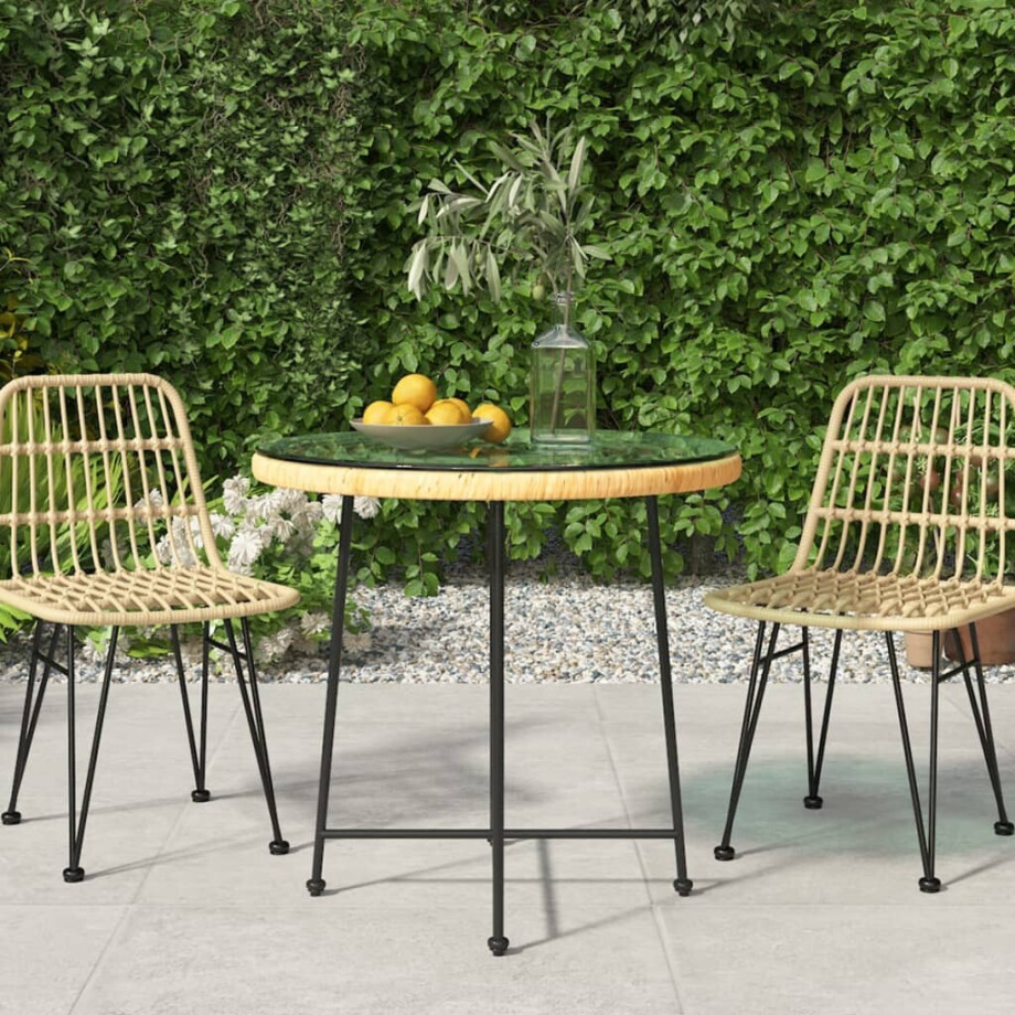 vidaXL Eettafel Ø80 cm gehard glas en staal afbeelding 1