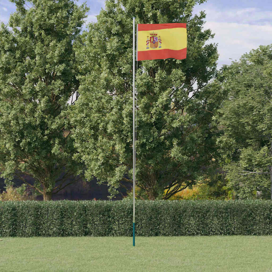 vidaXL Vlag met vlaggenmast Spanje 6,08 m aluminium afbeelding 1