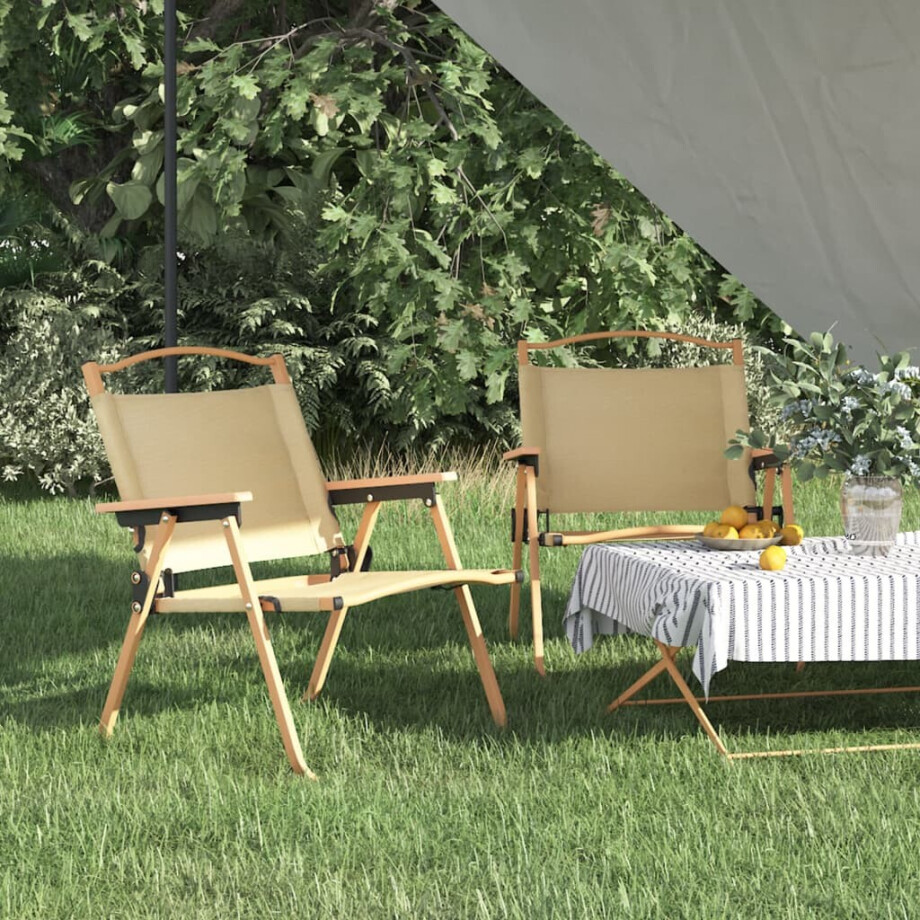vidaXL Campingstoelen 2 st 54x43x59 cm oxford stof beige afbeelding 1
