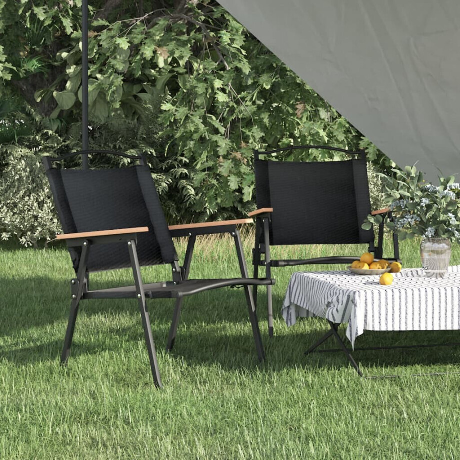 vidaXL Campingstoelen 2 st 54x55x78 cm oxford stof zwart vidaXL Campingstoelen 2 st 54x55x78 cm oxford stof zwart afbeelding 1