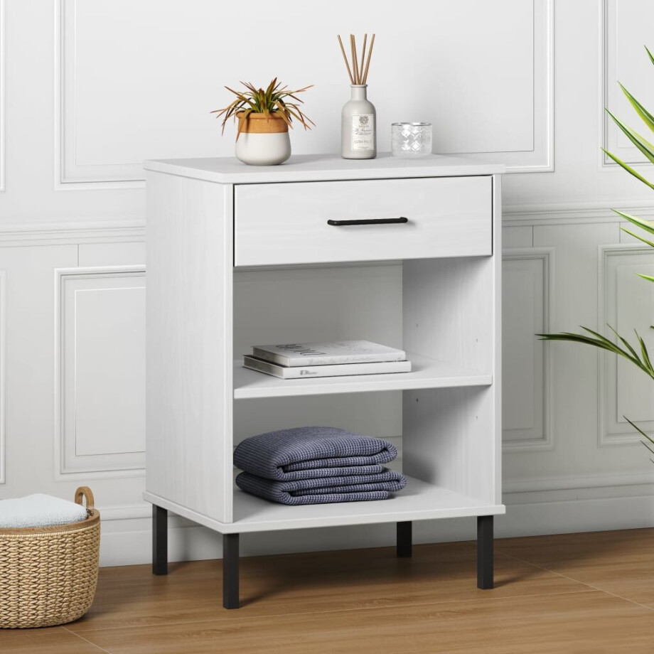vidaXL Wandkast met metalen poten OSLO massief grenenhout wit vidaXL Wandkast met metalen poten OSLO massief grenenhout wit afbeelding 1