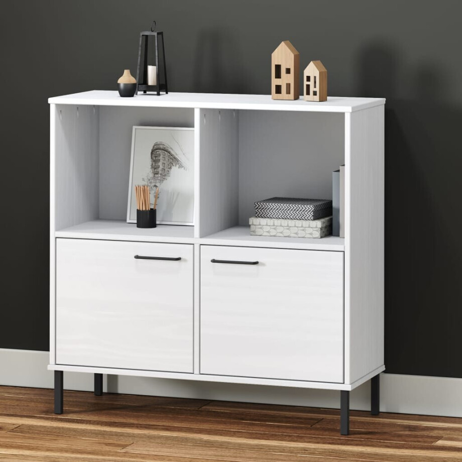 vidaXL Boekenkast met metalen poten OSLO 90x35x90,5 cm hout wit afbeelding 1