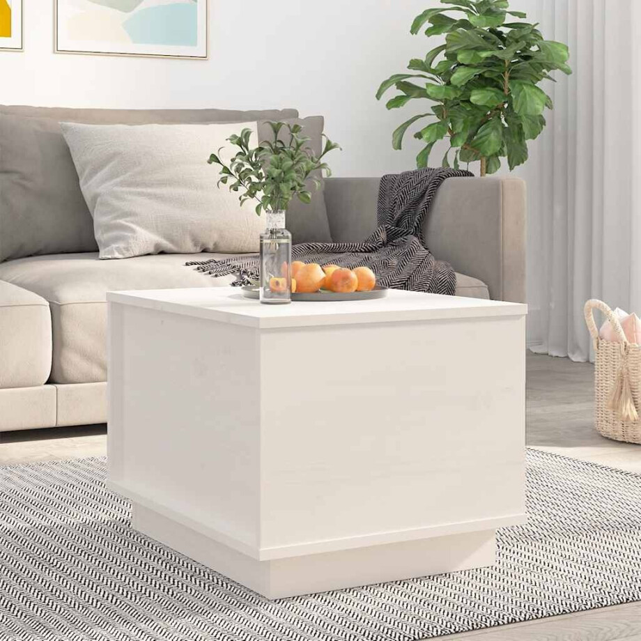vidaXL Salontafel 40x50x35 cm massief grenenhout wit vidaXL Salontafel 40x50x35 cm massief grenenhout wit afbeelding 1
