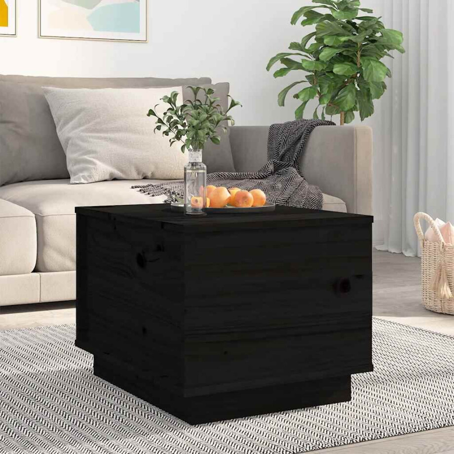 vidaXL Salontafel 40x50x35 cm massief grenenhout zwart vidaXL Salontafel 40x50x35 cm massief grenenhout zwart afbeelding 1