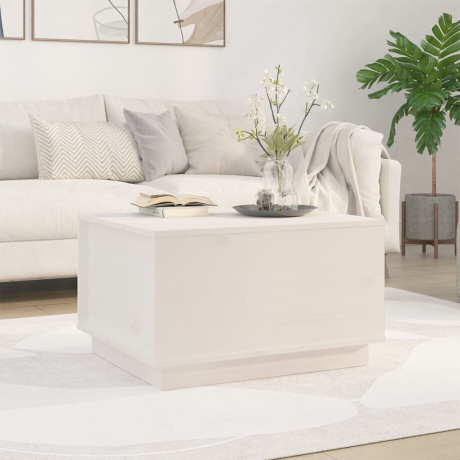 vidaXL Salontafel 60x50x35 cm massief grenenhout wit afbeelding 1