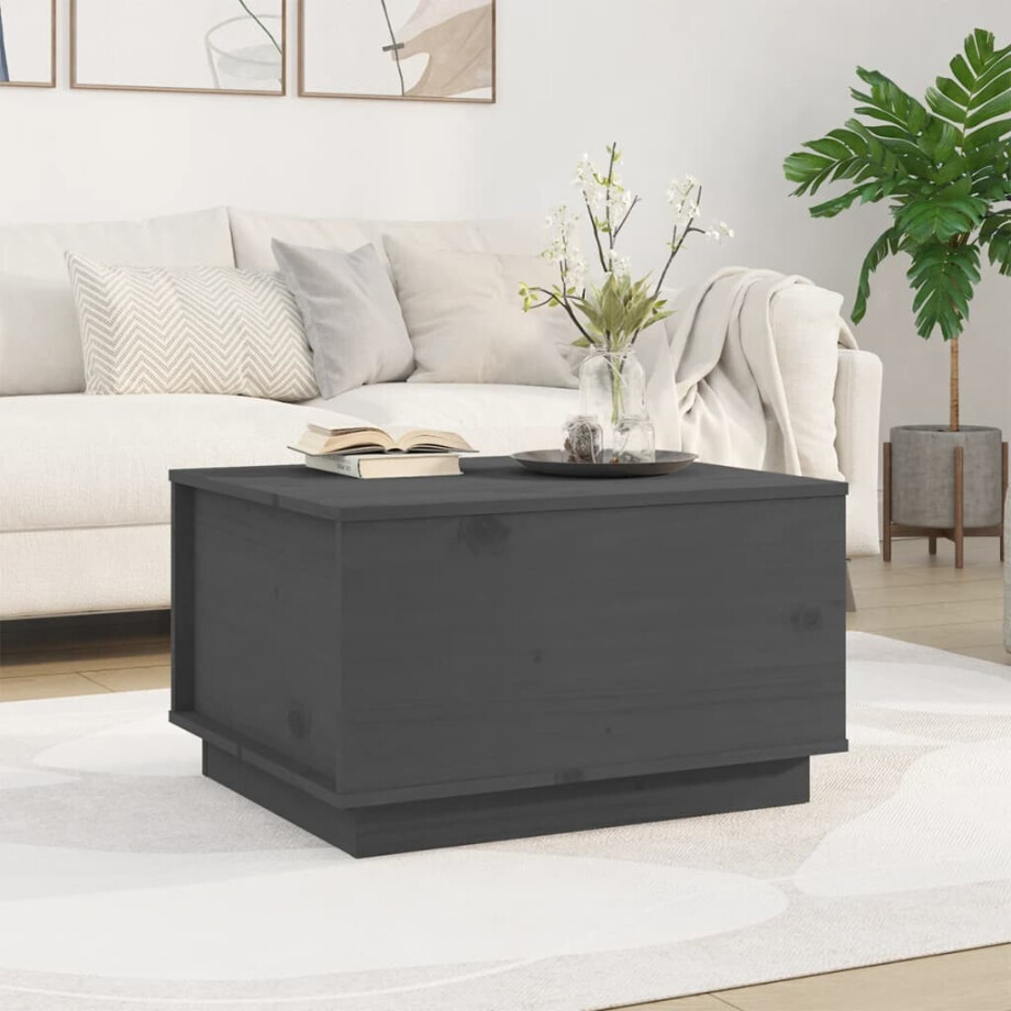 vidaXL Salontafel 60x50x35 cm massief grenenhout grijs afbeelding 1