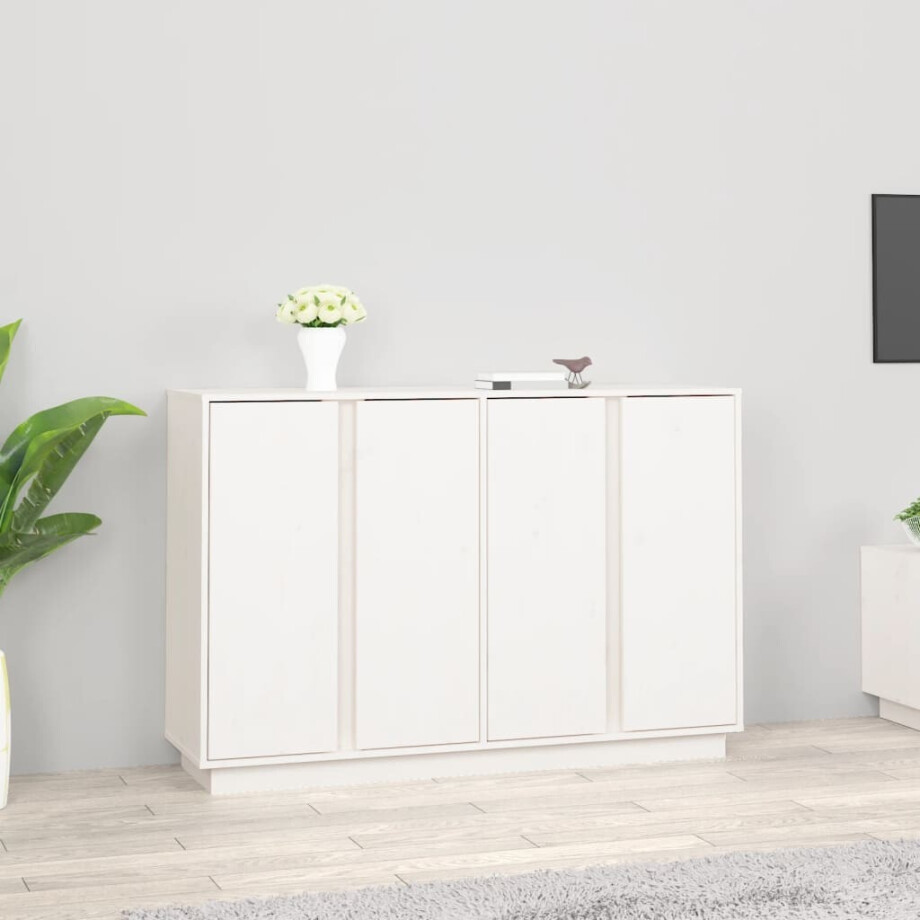 vidaXL Dressoir 120x35x80 cm massief grenenhout wit afbeelding 1