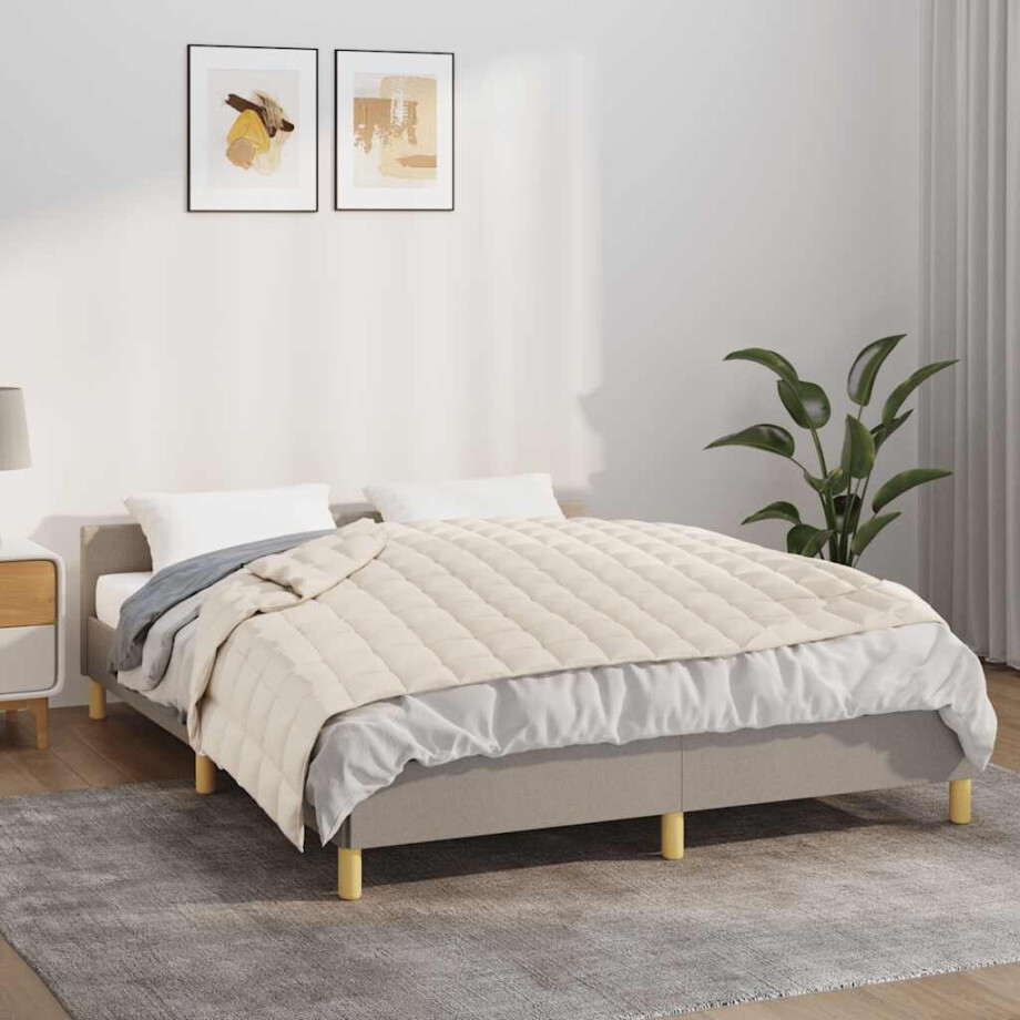 vidaXL Verzwaringsdeken 150x200 cm 7 kg stof lichtcrèmekleurig vidaXL Verzwaringsdeken 150x200 cm 7 kg stof lichtcrèmekleurig afbeelding 1