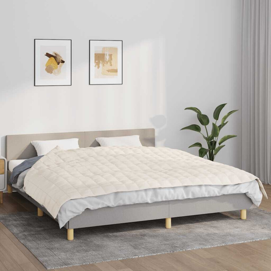 vidaXL Verzwaringsdeken 155x220 cm 11 kg stof lichtcrèmekleurig vidaXL Verzwaringsdeken 155x220 cm 11 kg stof lichtcrèmekleurig afbeelding 1