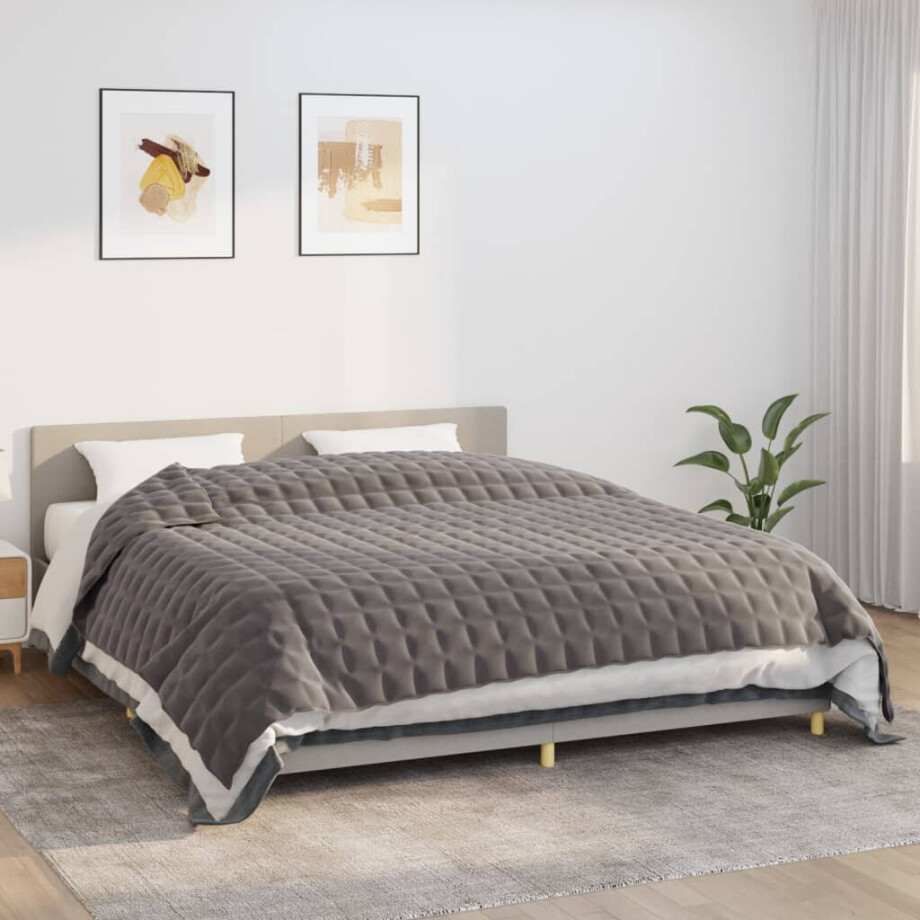 vidaXL Verzwaringsdeken 220x260 cm 15 kg stof grijs afbeelding 1