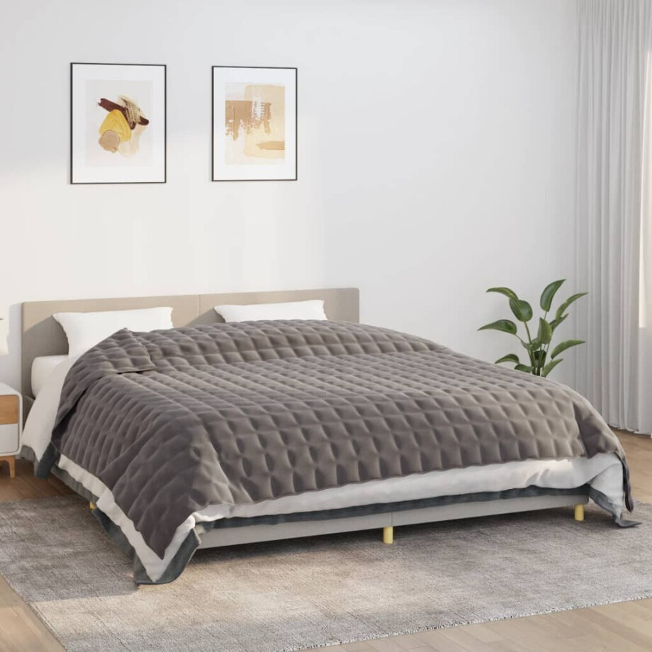 vidaXL Verzwaringsdeken 235x290 cm 15 kg stof grijs afbeelding 1