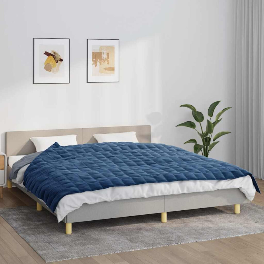 vidaXL Verzwaringsdeken 155x220 cm 11 kg stof blauw vidaXL Verzwaringsdeken 155x220 cm 11 kg stof blauw afbeelding 1