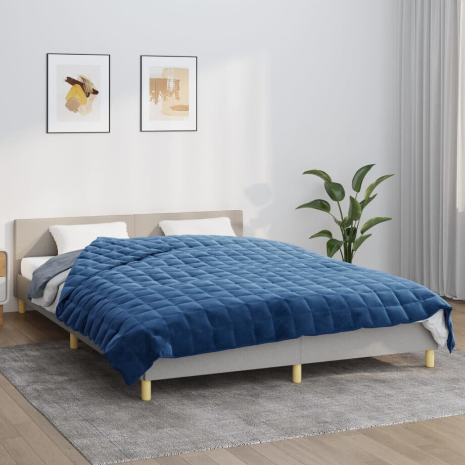 vidaXL Verzwaringsdeken 200x200 cm 13 kg stof blauw afbeelding 1