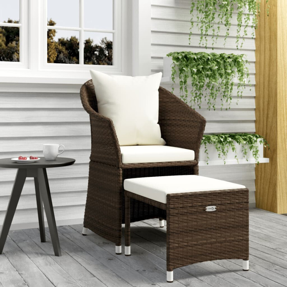vidaXL 2-delige Loungeset met kussens poly rattan bruin vidaXL 2-delige Loungeset met kussens poly rattan bruin afbeelding 1