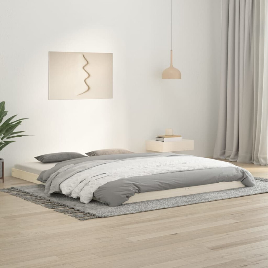 vidaXL Bedframe massief grenenhout wit 160x200 cm vidaXL Bedframe massief grenenhout wit 160x200 cm afbeelding 1