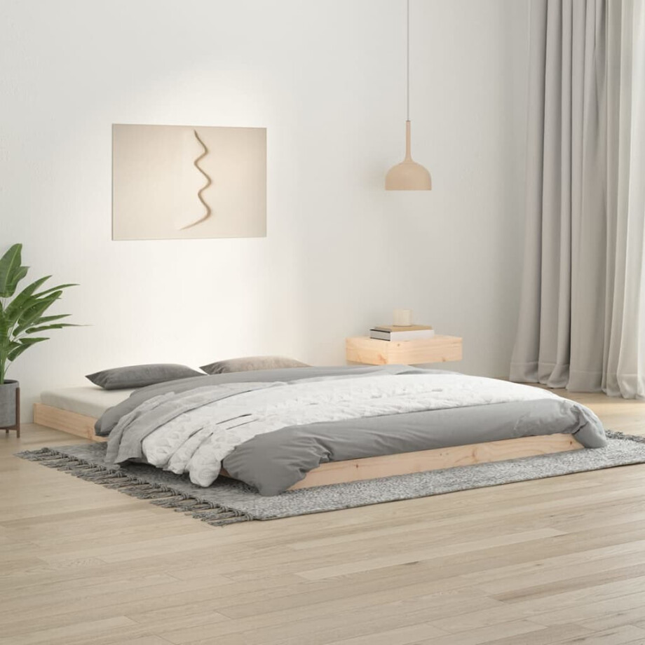vidaXL Bedframe massief grenenhout 150x200 cm vidaXL Bedframe massief grenenhout 150x200 cm afbeelding 1