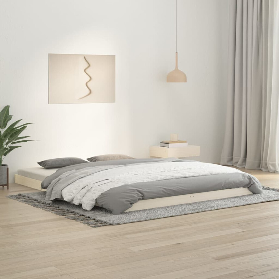 vidaXL Bedframe massief grenenhout wit 150x200 cm vidaXL Bedframe massief grenenhout wit 150x200 cm afbeelding 1