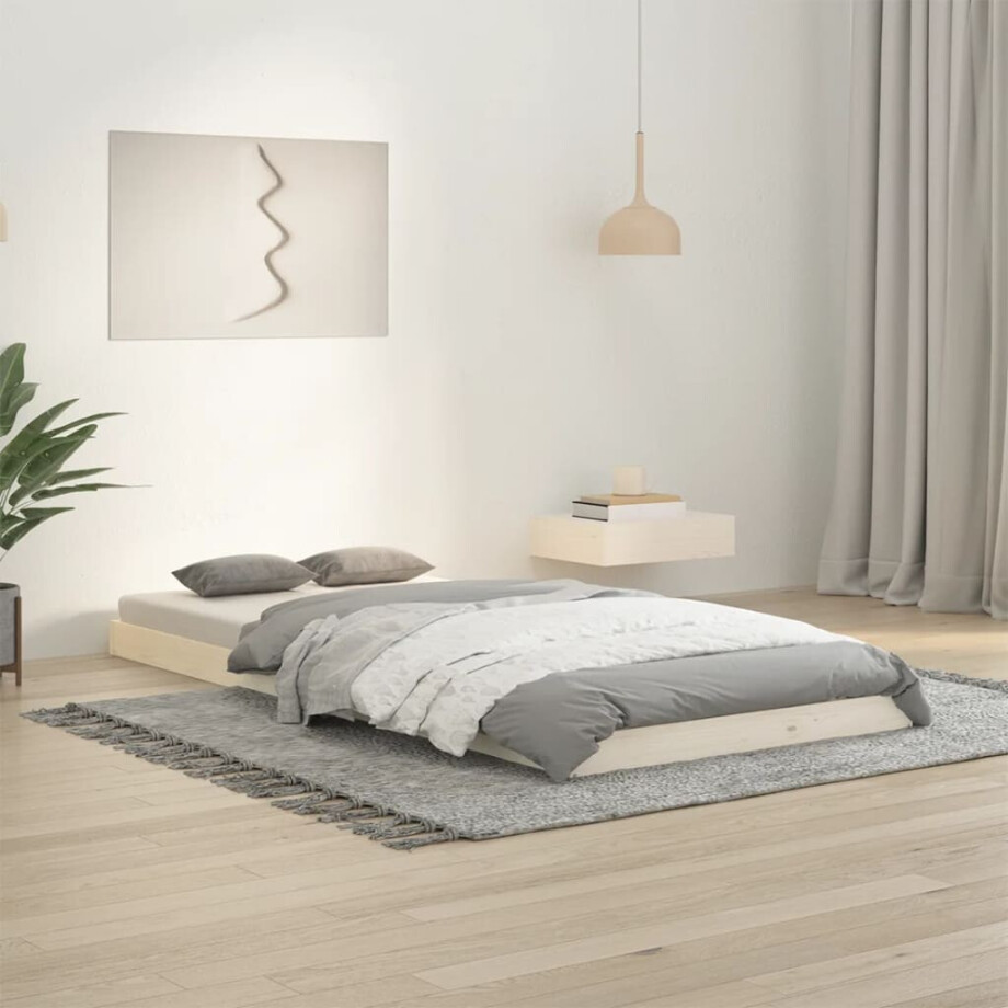 vidaXL Bedframe massief grenenhout wit 90x200 cm afbeelding 1