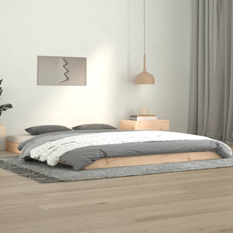 vidaXL Bedframe massief grenenhout 140x190 cm vidaXL Bedframe massief grenenhout 140x190 cm afbeelding 1