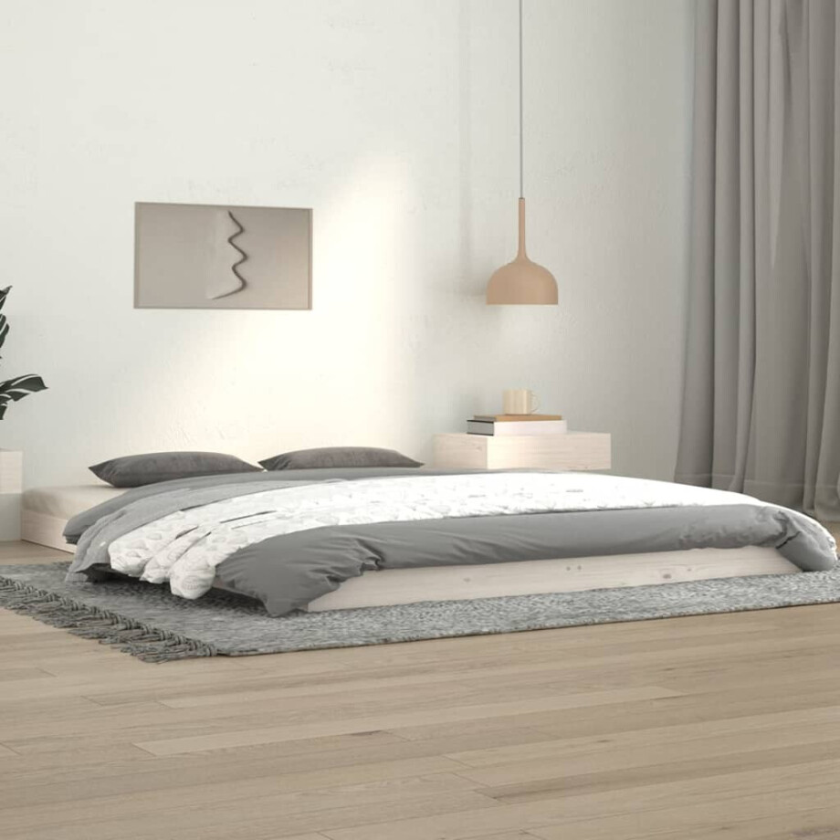 vidaXL Bedframe massief grenenhout wit 140x190 cm afbeelding 1