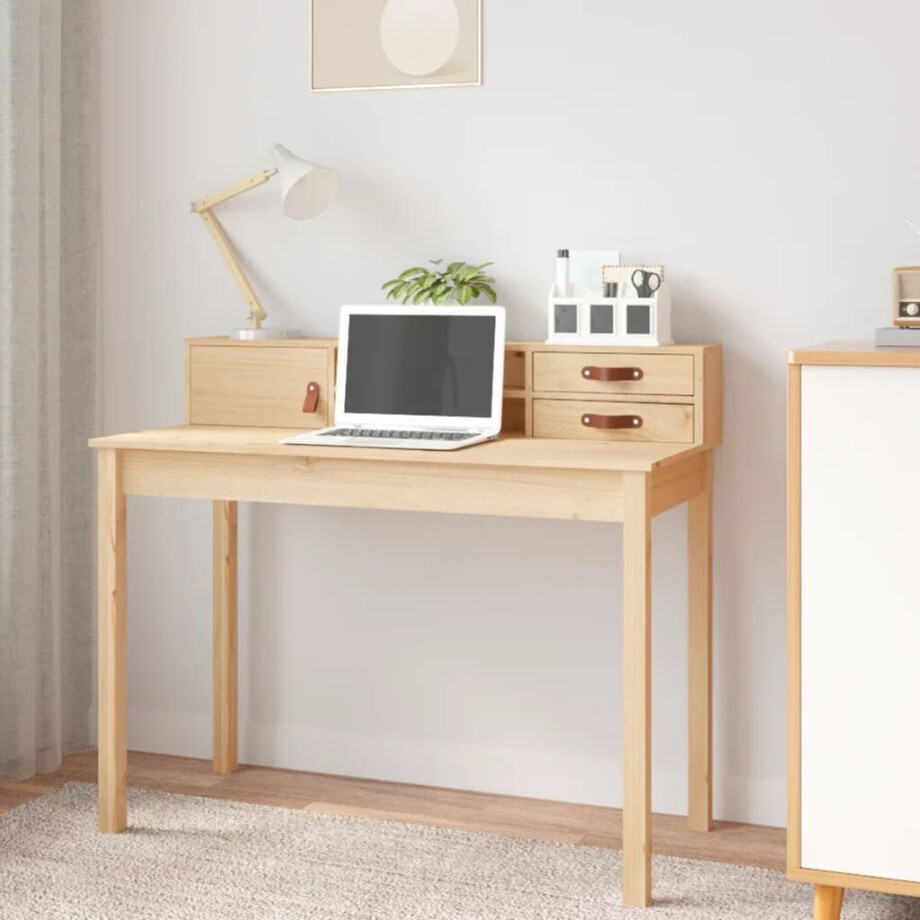 vidaXL Bureau 110x50x93 cm massief grenenhout afbeelding 1